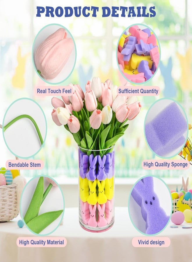 letesult Easter Bunny Vase Filler Decorations, 16 PCS Tulips Artificial Flowers & 45 PCS Bunnies Vase Filler Kit, Easter Spring Rabbit Flowers Vase Filler for Table Centerpiece Spring Home Decoration - Image 5